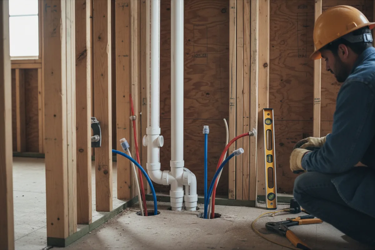 Drain and supply rough-in during Sump Pump Repair in Hazelhurst