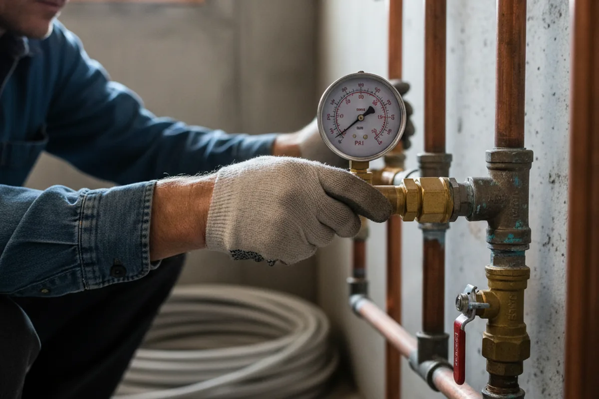 Pressure testing a repaired line during Water Line Repair in Hazelhurst